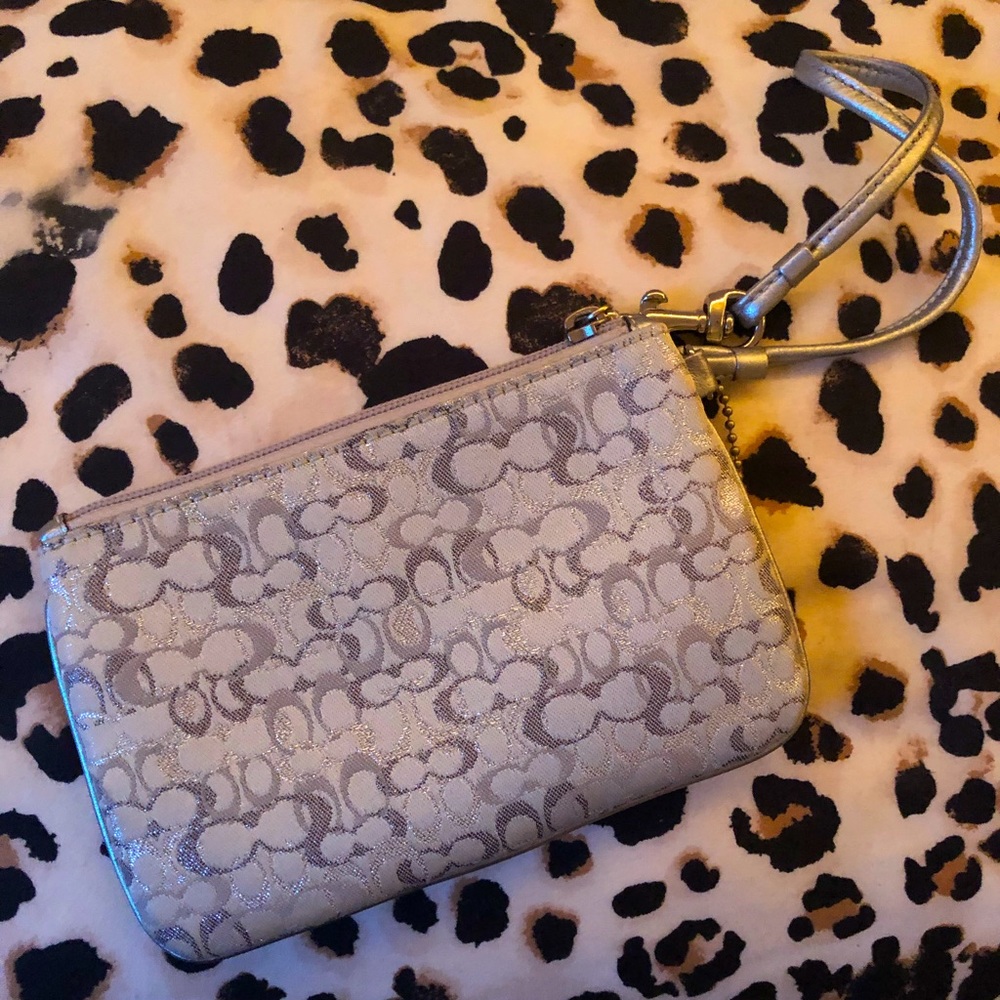 Coach Silver & Gray Wristlet